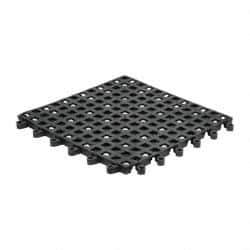 Wearwell - 18" Long x 18" Wide x 7/8" Thick, Anti-Fatigue Modular Matting Open Grid - Male & Female, 4 Interlocking Sides, Black, For Dry & Wet Areas, Series 560 - Americas Industrial Supply