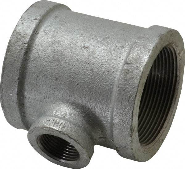 Made in USA - Class 150, 2 x 2 x 3/4" Galvanized Pipe Reducing Tee - Threaded, Malleable Iron - Americas Industrial Supply