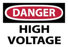 NMC - Accident Prevention Label, Header: DANGER - Legend: Danger - High Voltage, English, Red, Black & White, 5" Long x 3" High, Sign Muscle Finish - Americas Industrial Supply