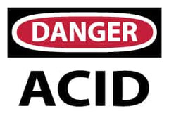 NMC - Hazardous Materials Label, Header: DANGER - Legend: Danger - Acid, English, Red, Black & White, 5" Long x 3" High, Sign Muscle Finish - Americas Industrial Supply