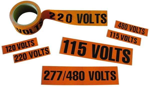 NMC - Electrical Markers Label - Legend: 460 Volts, English, Black & Orange, 9" Long x 2-1/4" High, Sign Muscle Finish - Americas Industrial Supply