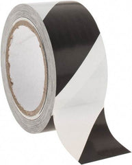 NMC - Black & White Striped Vinyl Tape - 2" Wide x 108' Long x 0.002" Thick, General Traffic - Americas Industrial Supply