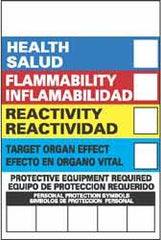 NMC - "Health - Flammability - Instability - Target Organ Effect - Protective Equipment Required", 6" Long x 4" Wide, Pressure-Sensitive Vinyl Safety Sign - Rectangle, 0.004" Thick, Use for Hazardous Materials - Americas Industrial Supply