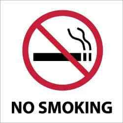 NMC - Accident Prevention Label - Legend: No Smoking, English, Black, Red & White, 4" Long x 4" High, Sign Muscle Finish - Americas Industrial Supply