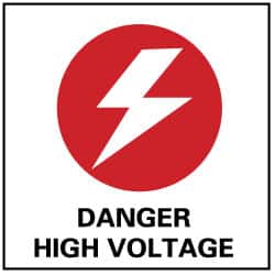 NMC - Accident Prevention Label - Legend: Danger - High Voltage, English, Black, Red & White, 4" Long x 4" High, Sign Muscle Finish - Americas Industrial Supply