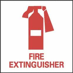 NMC - Fire Extinguisher, Pressure Sensitive Vinyl Fire Sign - 4" Wide x 4" High - Americas Industrial Supply