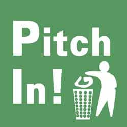 NMC - Restroom, Janitorial & Housekeeping Label - Legend: Pitch in!, English, Green & White, 4" Long x 4" High, Sign Muscle Finish - Americas Industrial Supply