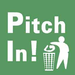 NMC - Restroom, Janitorial & Housekeeping Label - Legend: Pitch in!, English, Green & White, 4" Long x 4" High, Sign Muscle Finish - Americas Industrial Supply