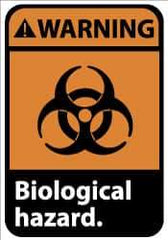 NMC - Hazardous Materials Label, Header: WARNING - Legend: Warning - Biological Hazard, English, Black, Orange & White, 5" Long x 3" High, Sign Muscle Finish - Americas Industrial Supply