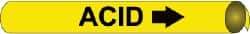 NMC - Pipe Marker with Acid Legend and Arrow Graphic - 8 to 10" Pipe Outside Diam, Black on Yellow - Americas Industrial Supply