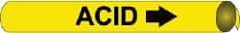 NMC - Pipe Marker with Acid Legend and Arrow Graphic - 8 to 10" Pipe Outside Diam, Black on Yellow - Americas Industrial Supply