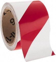 NMC - Red & Silver Striped Vinyl Tape - 3" Wide x 30' Long x 0.002" Thick, General Traffic - Americas Industrial Supply