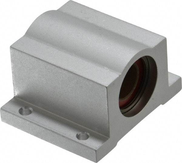 Pacific Bearing - 1/2" ID, 2" OAW x 1.688" OAL x 1-5/8" OAH Pillow Block - 975 Lb Static Cap, 1.688" Btw Mnt Hole Ctrs, 0.687" Base-to-Ctr Ht, Aluminum - Americas Industrial Supply