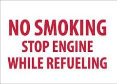 NMC - "No Smoking - Stop Engine While Refueling", 10" Long x 14" Wide, Pressure-Sensitive Vinyl Safety Sign - Rectangle, 0.004" Thick, Use for Smoking Regulations - Americas Industrial Supply