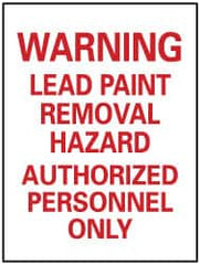 NMC - "Warning - Lead Paint Removal Hazard - Authorized Personnel Only", 14" Long x 10" Wide, Pressure-Sensitive Vinyl Safety Sign - Rectangle, 0.004" Thick, Use for Accident Prevention - Americas Industrial Supply