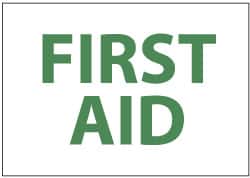 NMC - "First Aid", 7" Long x 10" Wide, Rigid Plastic Safety Sign - Rectangle, 0.05" Thick, Use for First Aid - Americas Industrial Supply