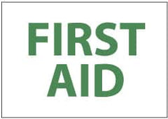 NMC - "First Aid", 7" Long x 10" Wide, Pressure-Sensitive Vinyl Safety Sign - Rectangle, 0.004" Thick, Use for First Aid - Americas Industrial Supply