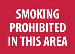 NMC - "Smoking Prohibited in This Area", 10" Long x 14" Wide, Pressure-Sensitive Vinyl Safety Sign - Rectangle, 0.004" Thick, Use for Smoking Regulations - Americas Industrial Supply