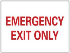 NMC - Emergency Exit Only, Plastic Exit Sign - 10" Wide x 7" High - Americas Industrial Supply