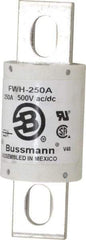 Cooper Bussmann - 500 VAC/VDC, 250 Amp, Fast-Acting Semiconductor/High Speed Fuse - Bolt-on Mount, 4-11/32" OAL, 200 (RMS Symmetrical), 50 at DC kA Rating, 1-1/2" Diam - Americas Industrial Supply
