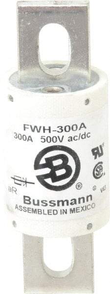 Cooper Bussmann - 500 VAC/VDC, 300 Amp, Fast-Acting Semiconductor/High Speed Fuse - Bolt-on Mount, 4-11/32" OAL, 200 (RMS Symmetrical), 50 at DC kA Rating, 1-1/2" Diam - Americas Industrial Supply