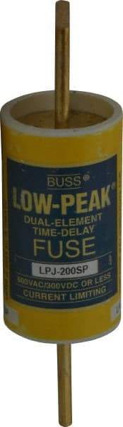 Cooper Bussmann - 300 VDC, 600 VAC, 200 Amp, Time Delay General Purpose Fuse - Bolt-on Mount, 5-3/4" OAL, 100 at DC, 300 at AC (RMS) kA Rating, 1-5/8" Diam - Americas Industrial Supply