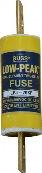 Cooper Bussmann - 300 VDC, 600 VAC, 70 Amp, Time Delay General Purpose Fuse - Bolt-on Mount, 4-5/8" OAL, 100 at DC, 300 at AC (RMS) kA Rating, 1-1/8" Diam - Americas Industrial Supply