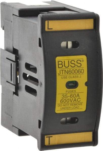 Cooper Bussmann - 1 Pole, 600 VAC/VDC, 60 Amp, DIN Rail Mount Fuse Holder - Compatible with J Class, 1.52 Inch Wide Fuse - Americas Industrial Supply