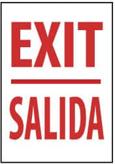 NMC - Exit, Pressure Sensitive Vinyl Exit Sign - 14" Wide x 20" High, English/Spanish - Americas Industrial Supply