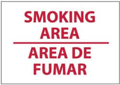 NMC - "Smoking Area", 10" Long x 14" Wide, Rigid Plastic Safety Sign - Rectangle, 0.05" Thick, Use for Smoking Regulations - Americas Industrial Supply