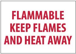 NMC - "Flammable - Keep Flames and Heat Away", 7" Long x 10" Wide, Pressure-Sensitive Vinyl Safety Sign - Rectangle, 0.004" Thick, Use for Hazardous Materials - Americas Industrial Supply