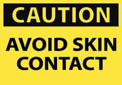 NMC - Accident Prevention Label, Header: CAUTION - Legend: Caution - Avoid Skin Contact, English, Black & Yellow, 5" Long x 3" High, Sign Muscle Finish - Americas Industrial Supply