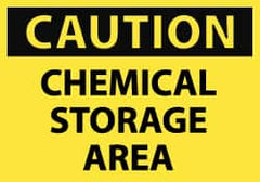 NMC - Hazardous Materials Label, Header: CAUTION - Legend: Caution - Chemical Storage Area, English, Black & Yellow, 5" Long x 3" High, Sign Muscle Finish - Americas Industrial Supply