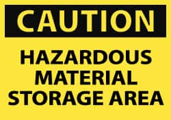 NMC - "Caution - Hazardous Material Storage Area", 7" Long x 10" Wide, Rigid Plastic Safety Sign - Rectangle, 0.05" Thick, Use for Hazardous Materials - Americas Industrial Supply