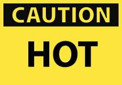 NMC - Hazardous Materials Label, Header: CAUTION - Legend: Caution - Hot, English, Black & Yellow, 5" Long x 3" High, Sign Muscle Finish - Americas Industrial Supply