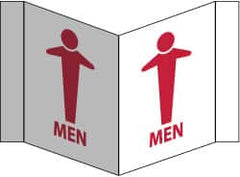 NMC - "Men", 8" Long x 14-1/2" Wide, Rigid Plastic Safety Sign - Rectangle, 0.125" Thick, Use for Restroom, Janitorial & Housekeeping - Americas Industrial Supply
