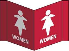 NMC - "Women", 5-3/4" Long x 8-3/4" Wide, Rigid Plastic Safety Sign - Rectangle, 0.125" Thick, Use for Restroom, Janitorial & Housekeeping - Americas Industrial Supply