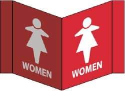 NMC - "Women", 8" Long x 14-1/2" Wide, Rigid Plastic Safety Sign - Rectangle, 0.125" Thick, Use for Restroom, Janitorial & Housekeeping - Americas Industrial Supply