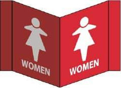 NMC - "Women", 8" Long x 14-1/2" Wide, Rigid Plastic Safety Sign - Rectangle, 0.125" Thick, Use for Restroom, Janitorial & Housekeeping - Americas Industrial Supply