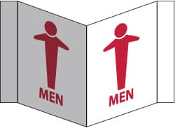 NMC - "Men", 5-3/4" Long x 8-3/4" Wide, Rigid Plastic Safety Sign - Rectangle, 0.125" Thick, Use for Restroom, Janitorial & Housekeeping - Americas Industrial Supply