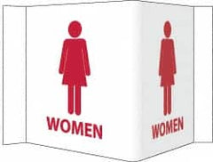NMC - "Women", 5-3/4" Long x 8-3/4" Wide, Rigid Plastic Safety Sign - Rectangle, 0.125" Thick, Use for Restroom, Janitorial & Housekeeping - Americas Industrial Supply
