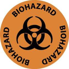 NMC - Biohazard, Anti-Skid Pressure-Sensitive Vinyl Floor Sign - Round, Black on Orange, Adhesive Backed, For Hazardous Materials - Americas Industrial Supply