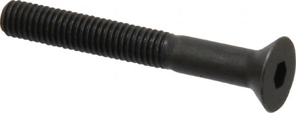 Holo-Krome - #10-32 UNF Hex Socket Drive, 82° Flat Screw - Alloy Steel, Black Oxide Finish, Partially Threaded, 1-1/2" OAL - Americas Industrial Supply