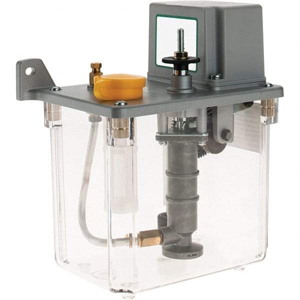 Trico - 2 L Reservoir Capacity, 15 cc Output per Cycle, 15 cc Output per Hour, Central Lubrication System Electric Pump - 0-60 min Interval Between Cycles, 165mm Wide x 255mm High, 110 Volt, Oil, 5/16-24 Outlet Thread - Americas Industrial Supply