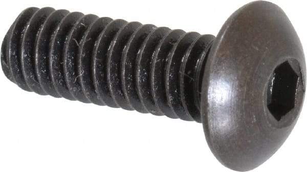 Holo-Krome - #8-32 UNC Hex Socket Drive, Button Screw - Alloy Steel, Black Oxide Finish, Fully Threaded, 1/2" Length Under Head - Americas Industrial Supply