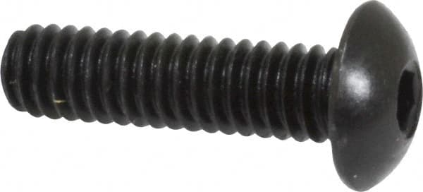 Holo-Krome - #8-32 UNC Hex Socket Drive, Button Screw - Alloy Steel, Black Oxide Finish, Fully Threaded, 5/8" Length Under Head - Americas Industrial Supply