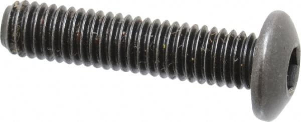 Holo-Krome - #10-32 UNF Hex Socket Drive, Button Screw - Alloy Steel, Black Oxide Finish, Fully Threaded, 7/8" Length Under Head - Americas Industrial Supply