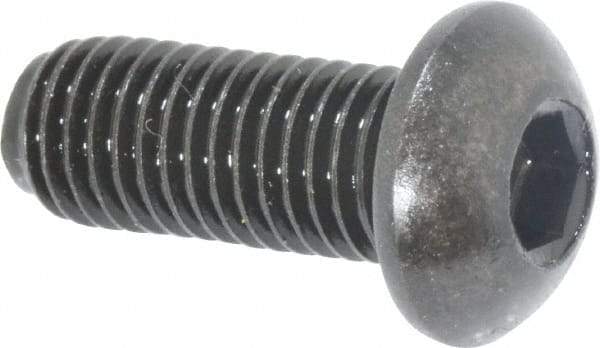 Holo-Krome - 1/4-28 UNF Hex Socket Drive, Button Screw - Alloy Steel, Black Oxide Finish, Fully Threaded, 5/8" Length Under Head - Americas Industrial Supply