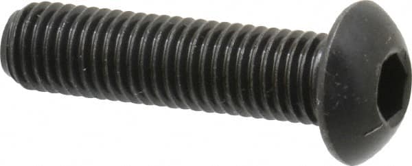 Holo-Krome - 1/4-28 UNF Hex Socket Drive, Button Screw - Alloy Steel, Black Oxide Finish, Fully Threaded, 1" Length Under Head - Americas Industrial Supply