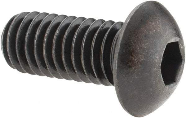 Holo-Krome - 3/8-16 UNC Hex Socket Drive, Button Screw - Alloy Steel, Black Oxide Finish, Fully Threaded, 7/8" Length Under Head - Americas Industrial Supply